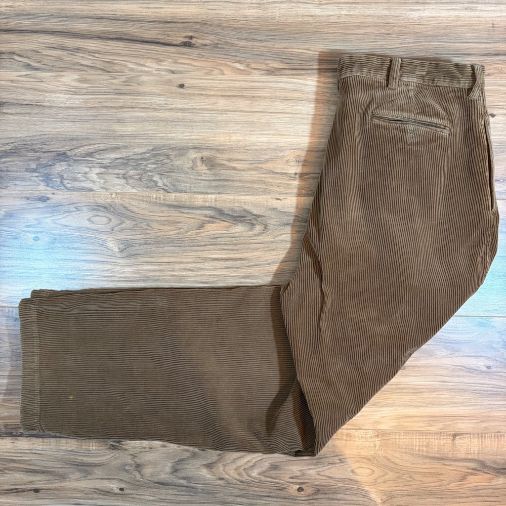 Vintage Polo Ralph Lauren Andrew Pant Mens 38x32 Brown Corduroy Pleated DSCR